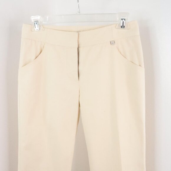 tyler. Women's 4 Beige Straight Leg Cotton Twill Ankle Trouser Pants - Picture 2 of 8